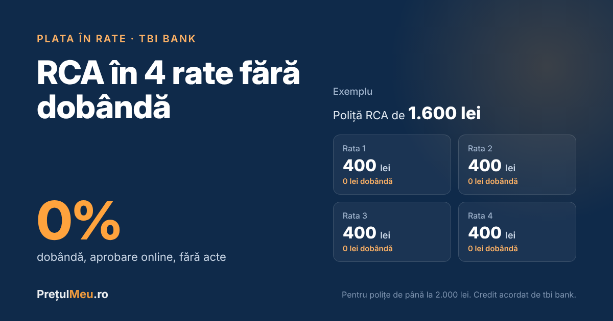 RCA în rate fără dobândă cu tbi bank